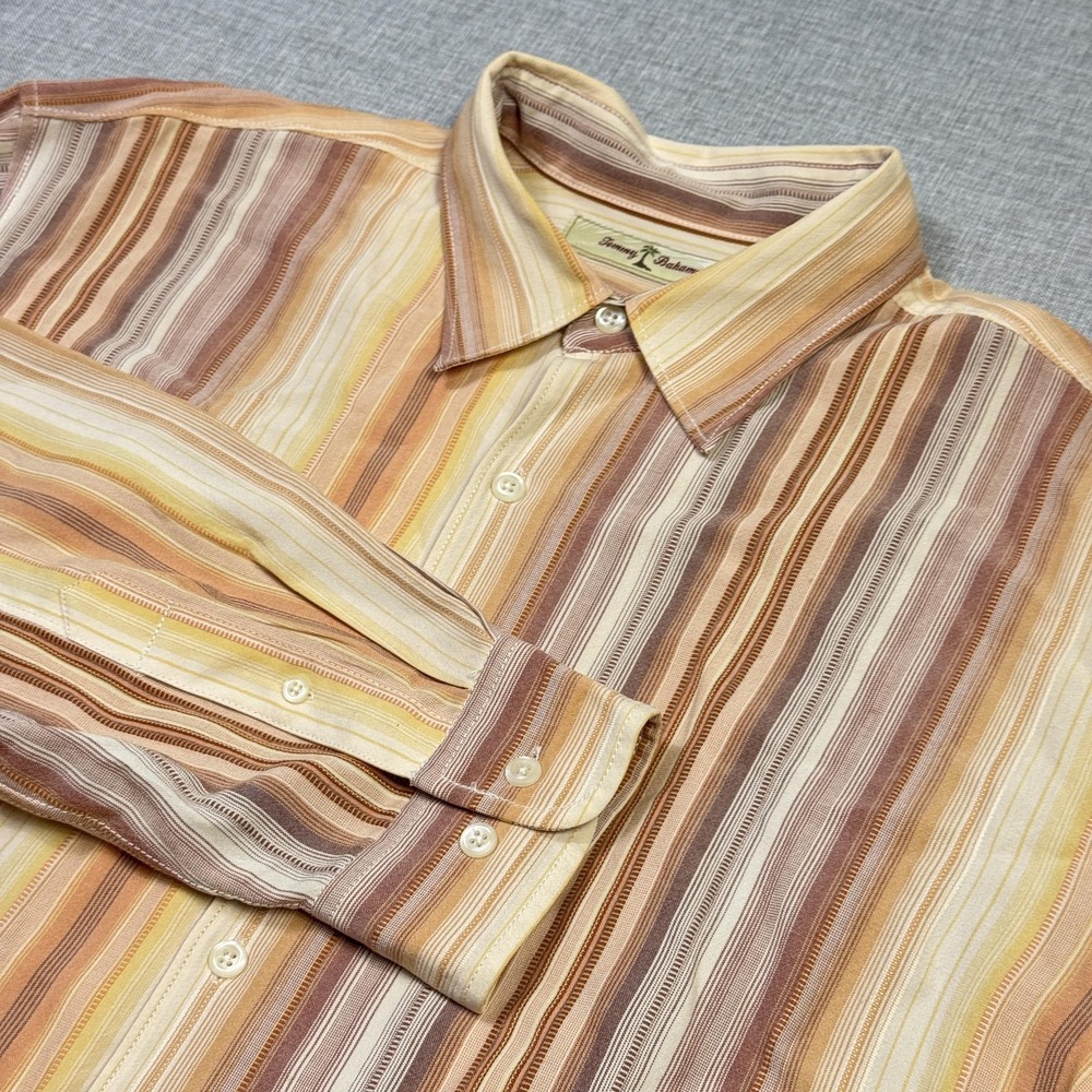 Tommy Bahama Shirt Mens Large Multicolor Striped Long Sleeve Button Relaxed Fit